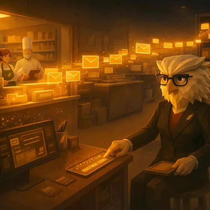 Restaurant manager reviewing automated closing reports generated by a kitchen management system