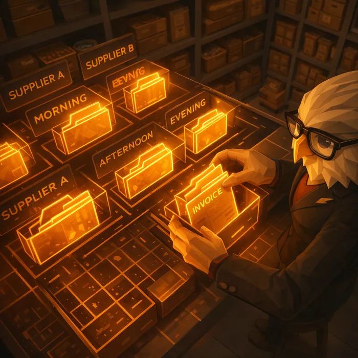 Digital kitchen operations dashboard organizing restaurant documents and reports automatically